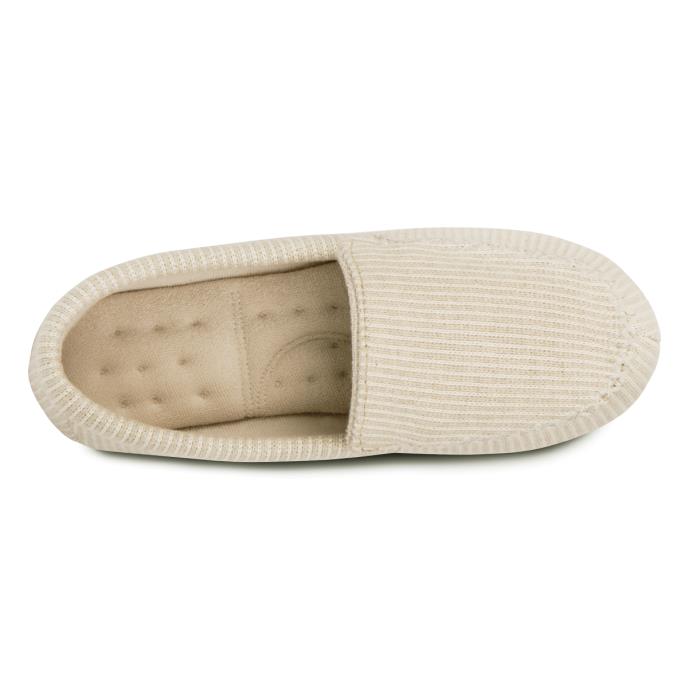 Isotoner® Ladies Textured Moccasin Slipper Beige Extra Image 4